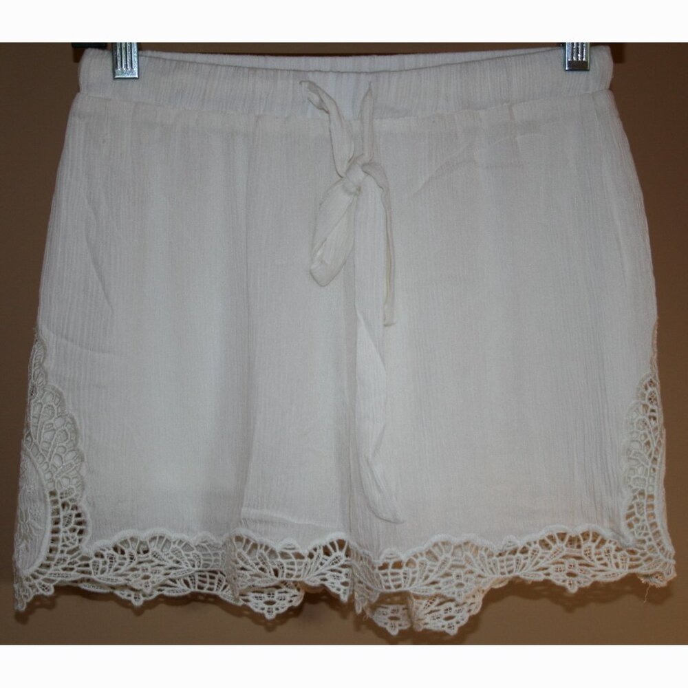 *New* Cherish Cream Rayon Lined Lace Draw String Shorts